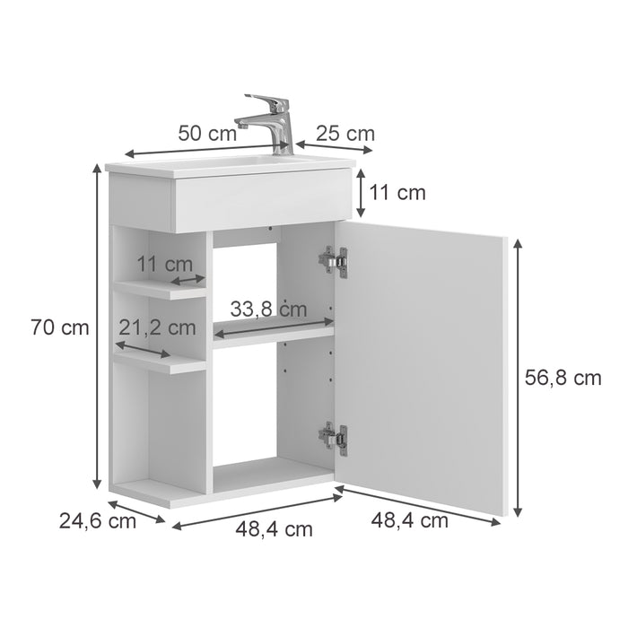 Vicco Set mobili bagno Bianco 2 parti, con lavabo