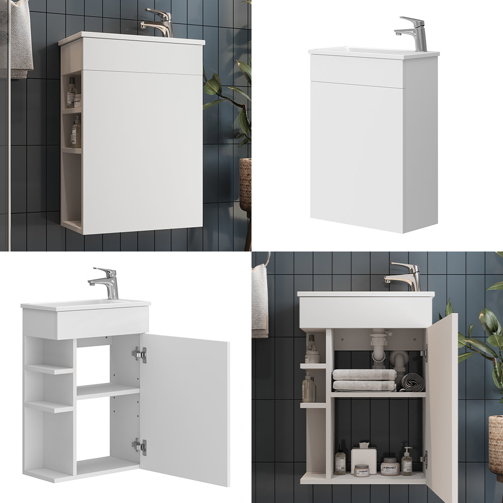 Vicco Set mobili bagno Bianco 2 parti, con lavabo