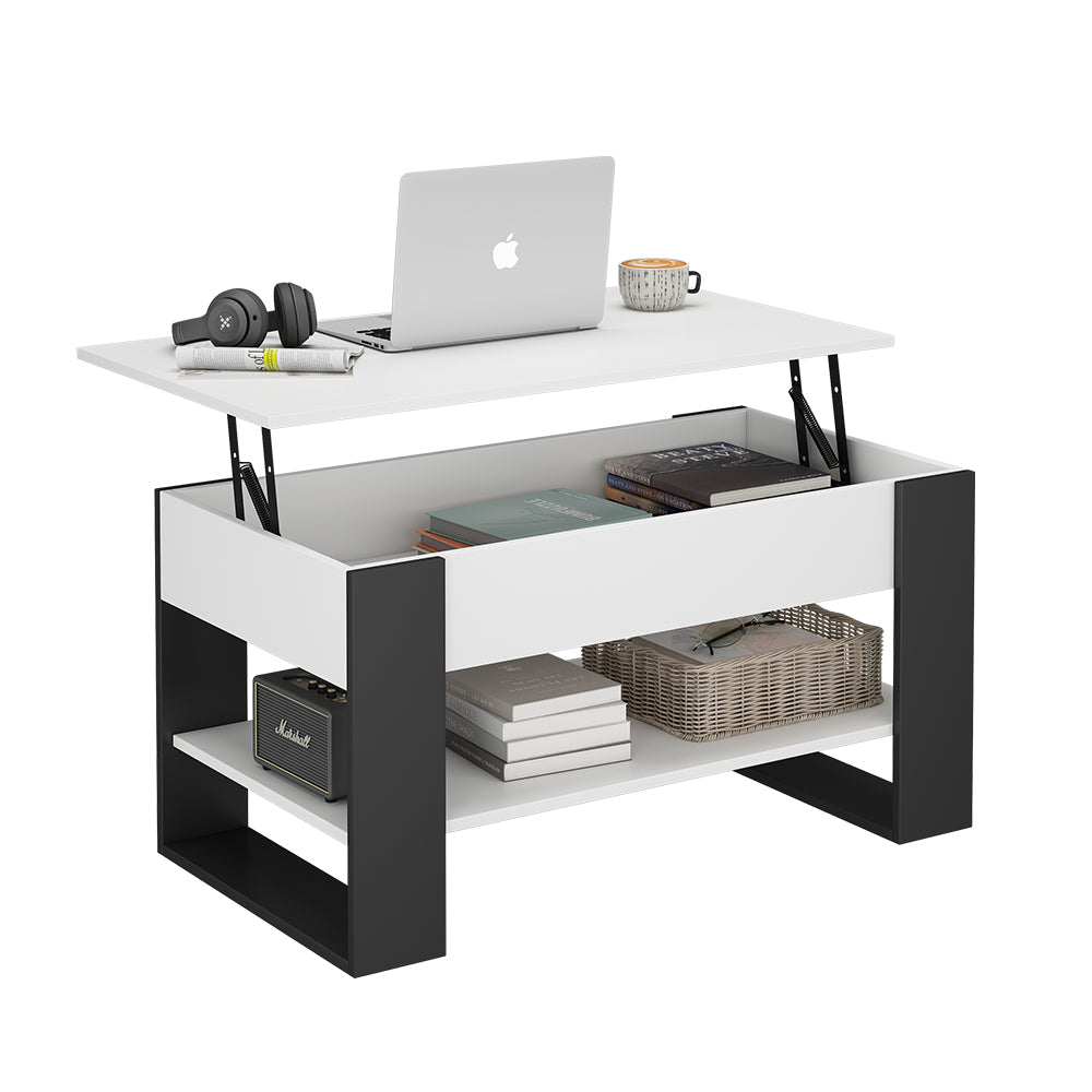 Vicco Tavolino Bianco/antracite 92 x 51 cm con funzione di sollevamento