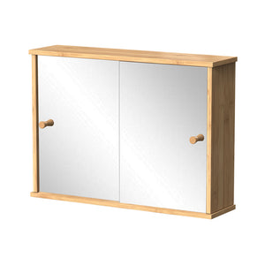 Vicco Specchio contenitore bagno Bambù 55 x 40 cm con 2 porte scorrevoli