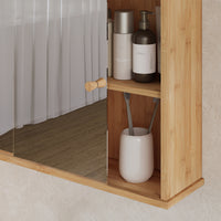 Vicco Specchio contenitore bagno Bambù 55 x 40 cm con 2 porte scorrevoli