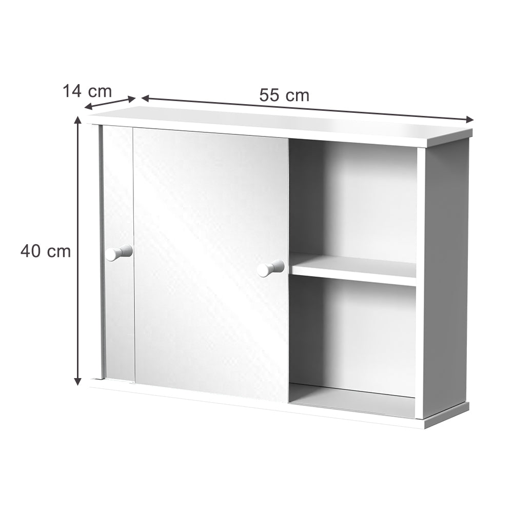 Vicco Mobile a specchio per il bagno Bianco 55 x 40 cm con 2 porte scorrevoli