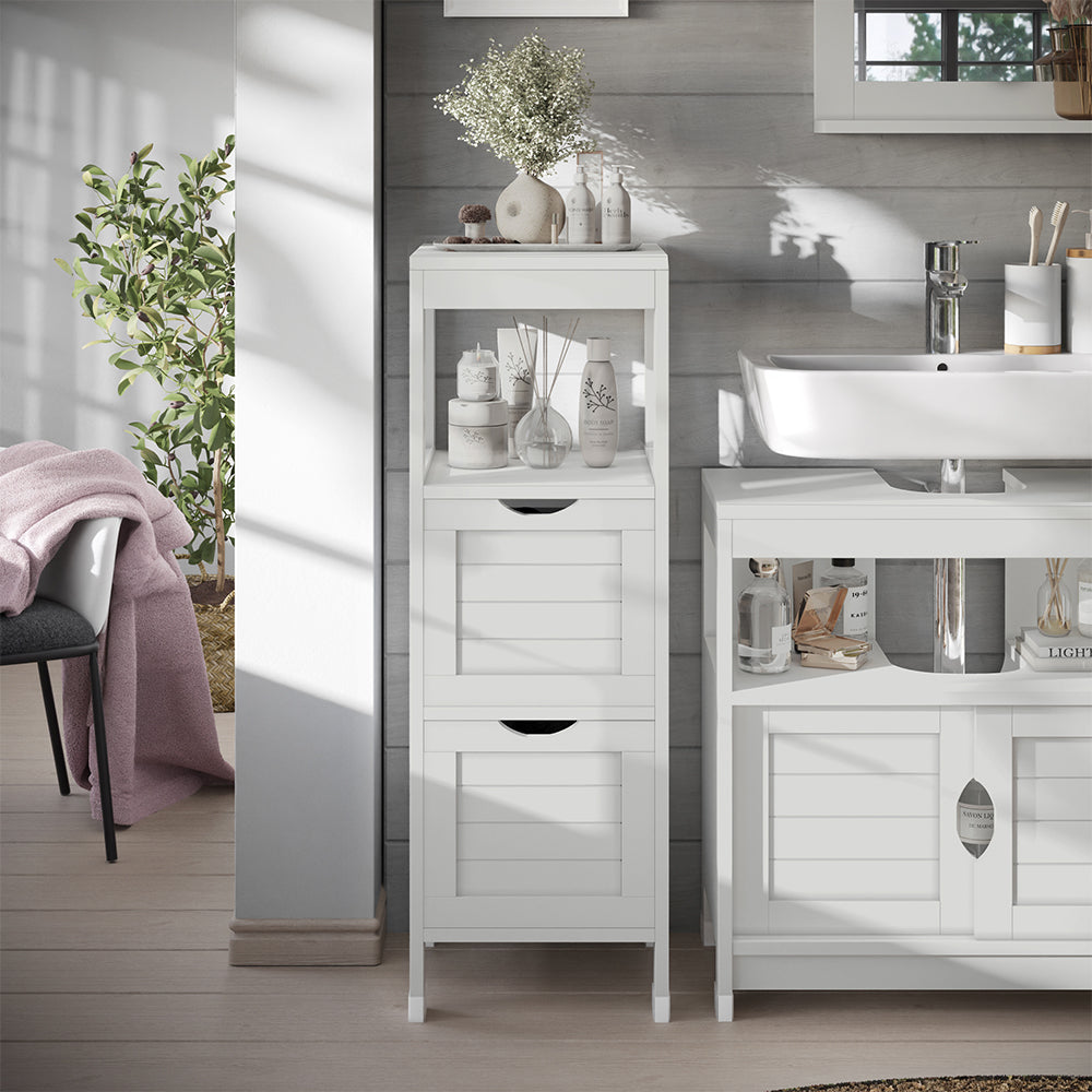 Vicco mobiletto bagno Bianco 30 x 89 cm con 2 cassetti