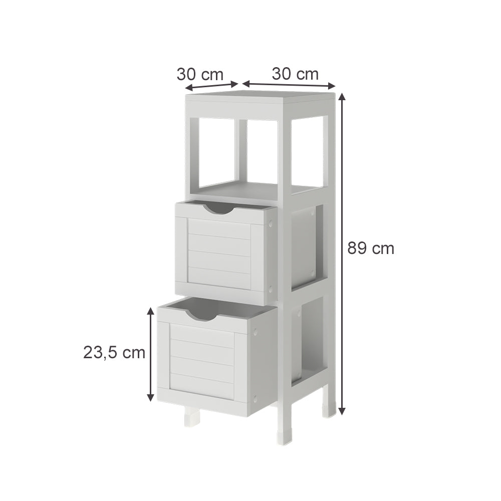 Vicco mobiletto bagno Bianco 30 x 89 cm con 2 cassetti