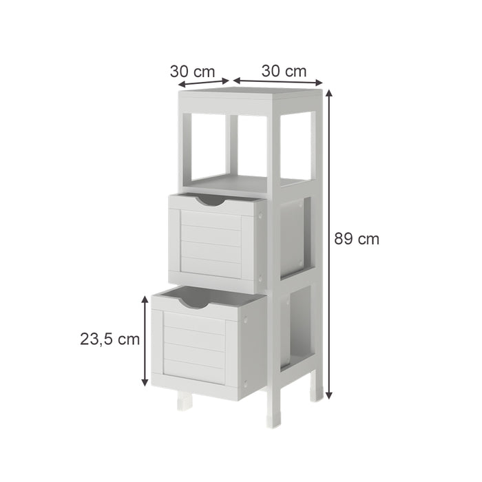 Vicco mobiletto bagno Bianco 30 x 89 cm con 2 cassetti
