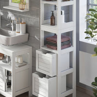 Vicco Armadio per il bagno Bianco 30 x 144 cm con 2 cassetti