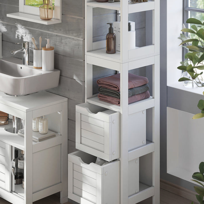 Vicco Armadio per il bagno Bianco 30 x 144 cm con 2 cassetti