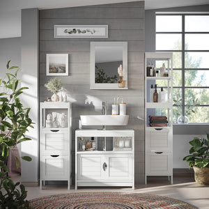 Vicco Armadio per il bagno Bianco 30 x 144 cm con 2 cassetti