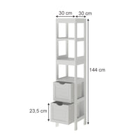 Vicco Armadio per il bagno Bianco 30 x 144 cm con 2 cassetti