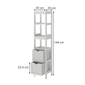 Vicco Armadio per il bagno Bianco 30 x 144 cm con 2 cassetti