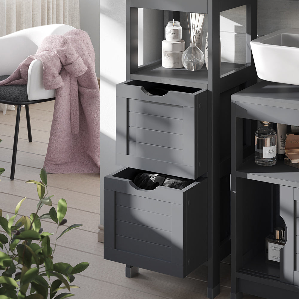 Vicco mobiletto bagno Grigio 30 x 89 cm con 2 cassetti