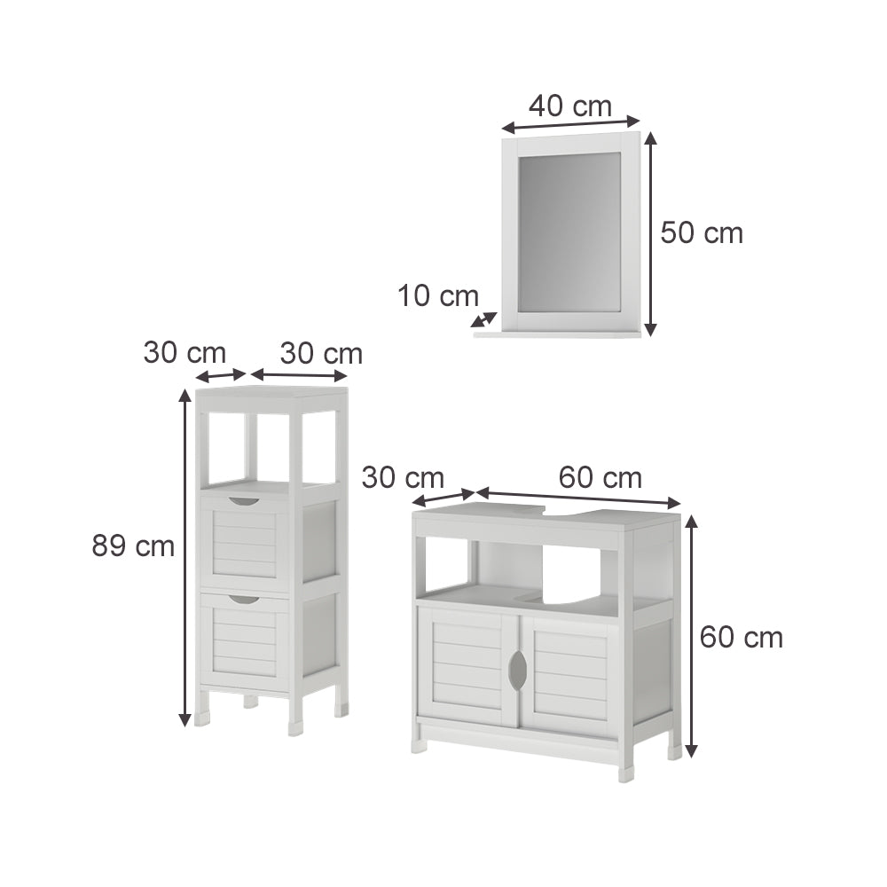 Vicco Set di mobili da bagno Bianco 3 parti