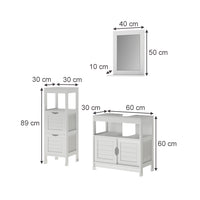 Vicco Set di mobili da bagno Bianco 3 parti