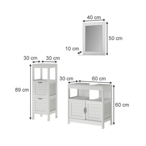 Vicco Set di mobili da bagno Bianco 3 parti