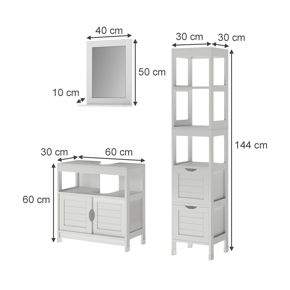 Vicco Set di mobili da bagno Bianco 3 parti