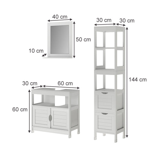 Vicco Set di mobili da bagno Bianco 3 parti