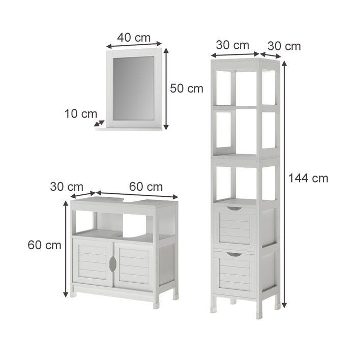 Vicco Set di mobili da bagno Bianco 3 parti