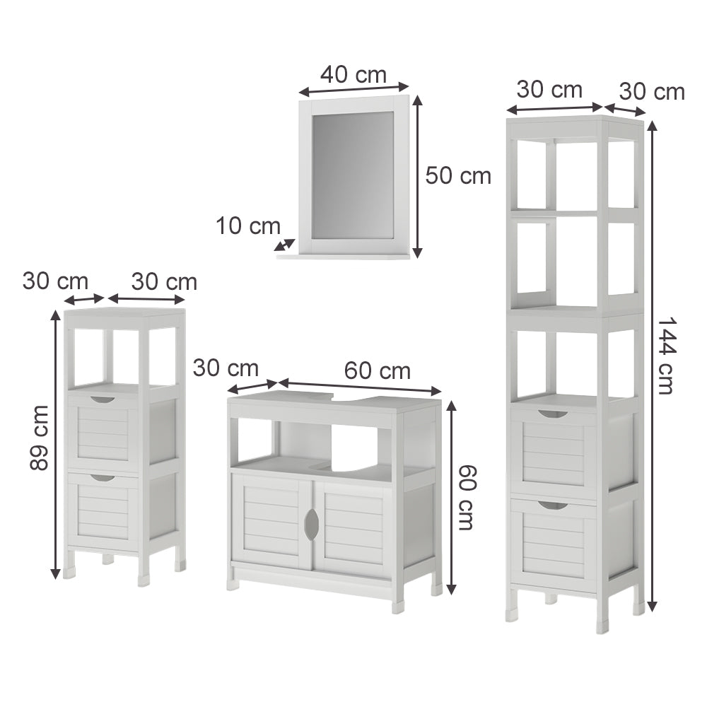 Vicco Set di mobili da bagno Bianco 4 parti