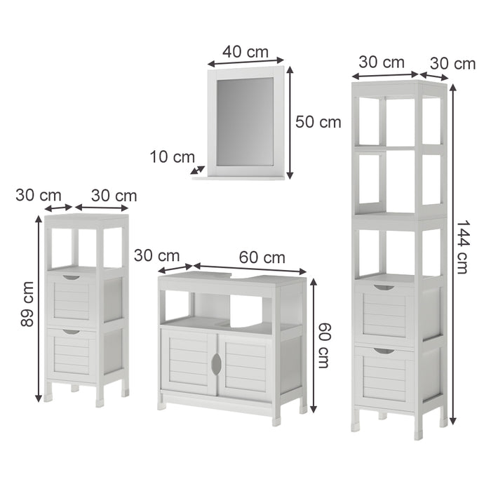 Vicco Set di mobili da bagno Bianco 4 parti