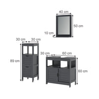 Vicco Set di mobili da bagno Grigio 3 parti