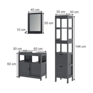 Vicco Set di mobili da bagno Grigio 3 parti