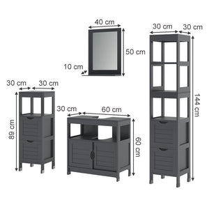 Vicco Set di mobili da bagno Grigio 4 parti