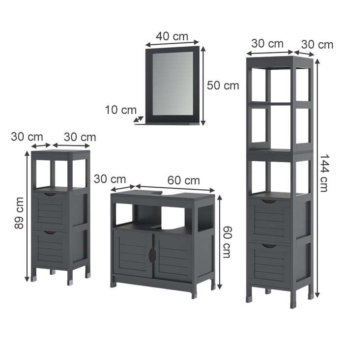 Vicco Set di mobili da bagno Grigio 4 parti
