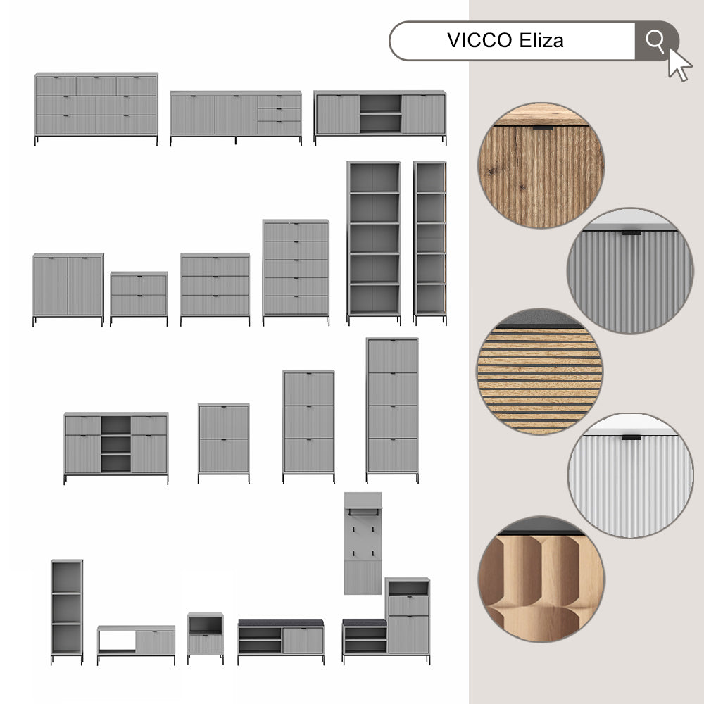 Vicco Set di mobili da bagno Grigio 2 parti