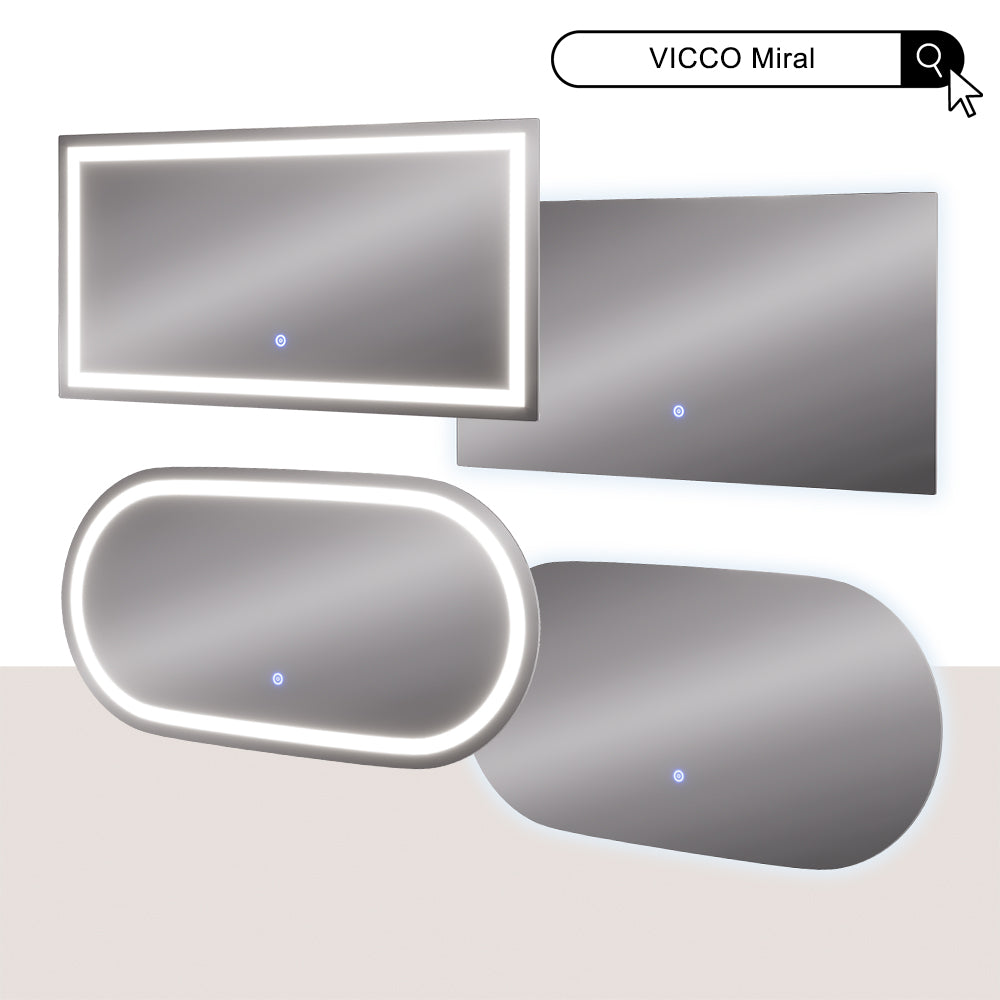 Vicco Specchio bagno Vetro 40 x 60 cm con illuminazione frontale