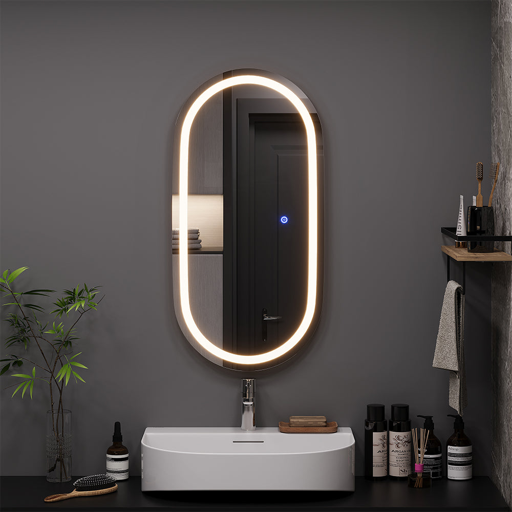 Vicco Specchio bagno Vetro 40 x 80 cm con illuminazione frontale