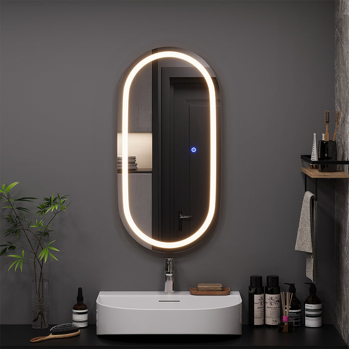 Vicco Specchio bagno Vetro 40 x 80 cm con illuminazione frontale