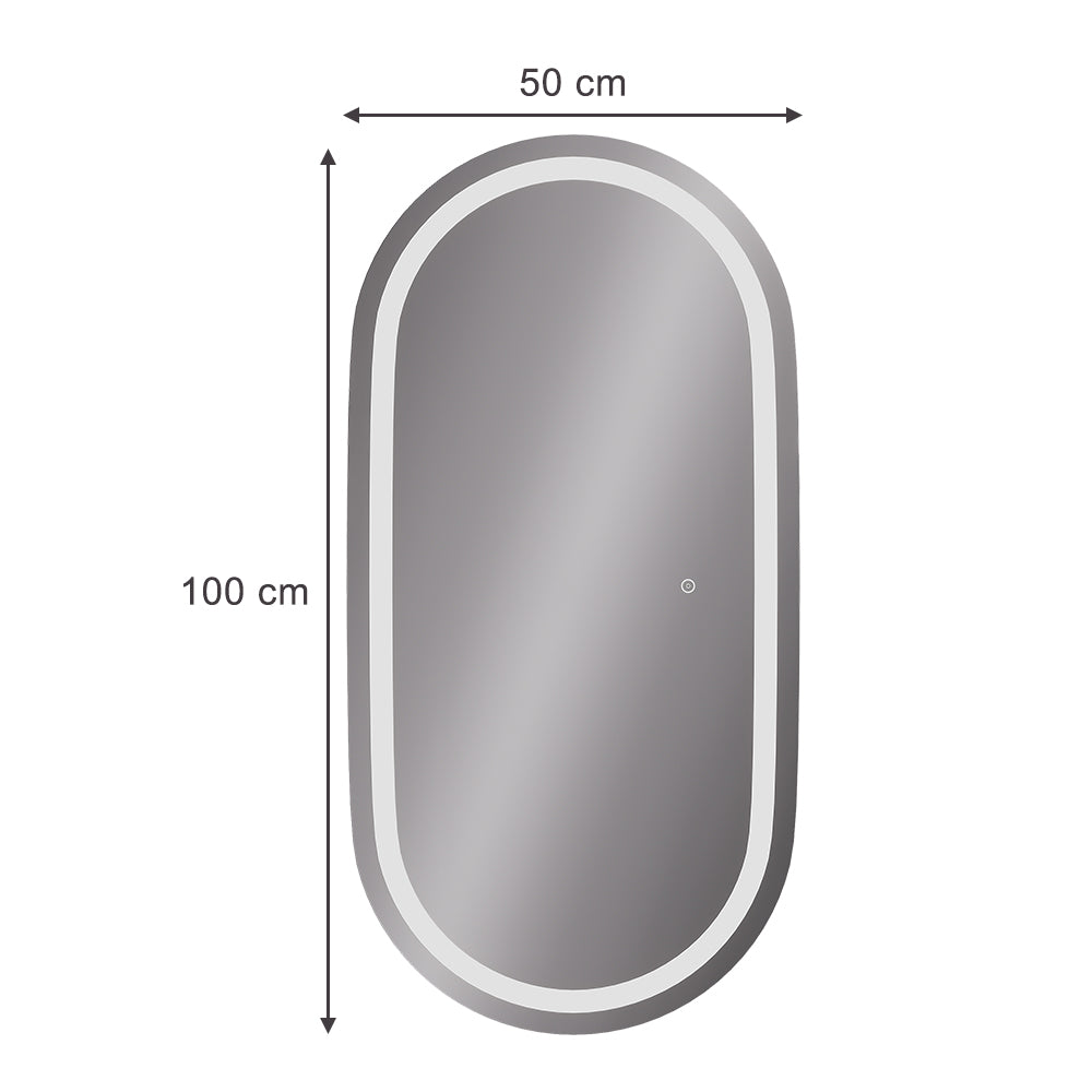 Vicco Specchio bagno Vetro 50 x 100 cm con illuminazione frontale