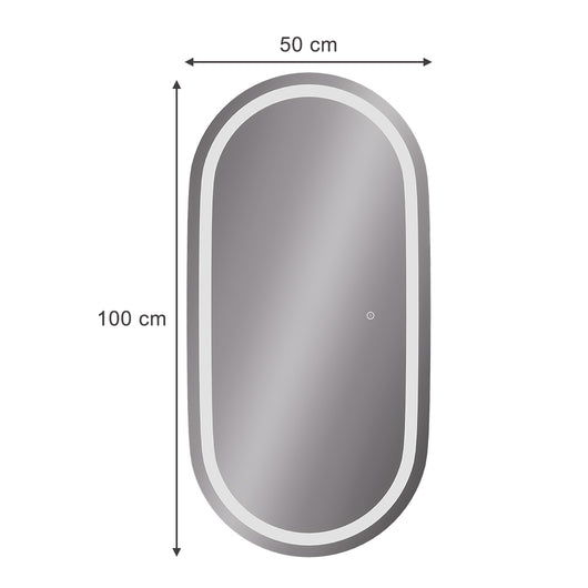 Vicco Specchio bagno Vetro 50 x 100 cm con illuminazione frontale