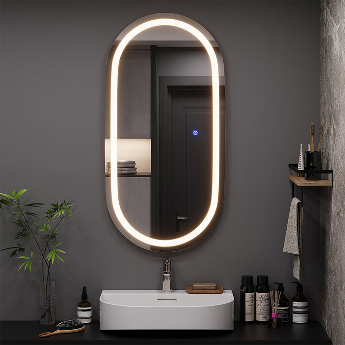 Vicco Specchio bagno Vetro 50 x 100 cm con illuminazione frontale