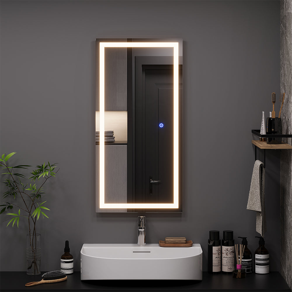 Vicco Specchio bagno Vetro 40 x 80 cm con illuminazione frontale