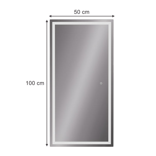 Vicco Specchio bagno Vetro 50 x 100 cm con illuminazione frontale