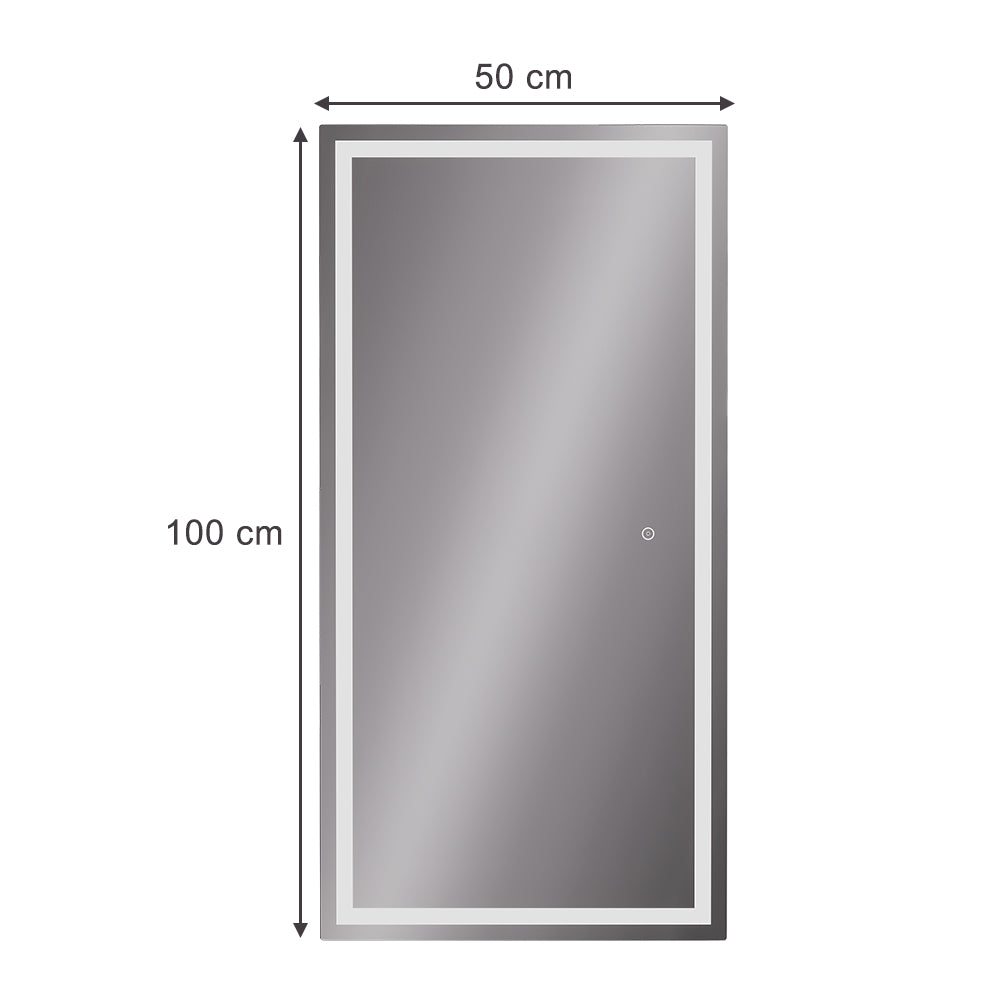 Vicco Specchio bagno Vetro 50 x 100 cm con illuminazione frontale