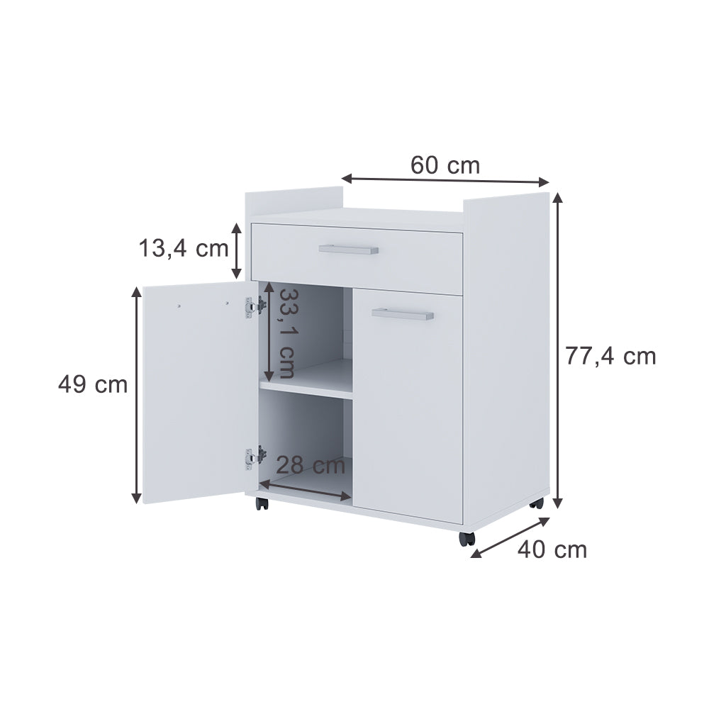 Vicco Contenitore per rotoli Bianco 60 x 40 cm con cassetti
