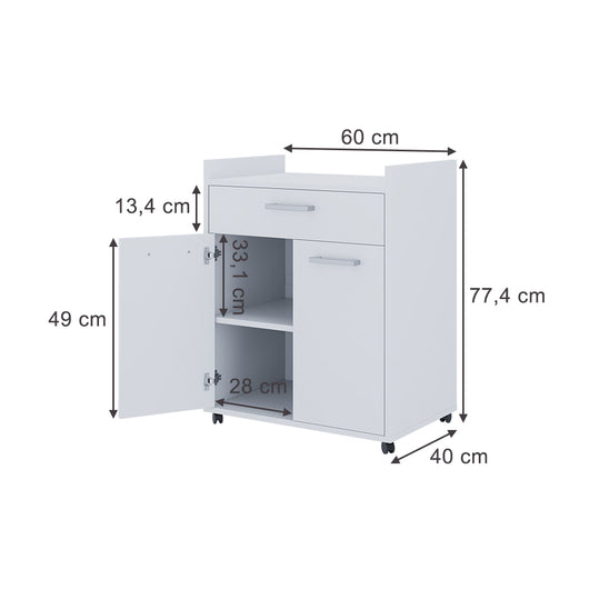 Vicco Contenitore per rotoli Bianco 60 x 40 cm con cassetti