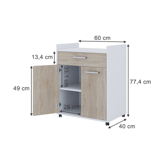 Vicco Contenitore per rotoli Bianco/Sonoma 60 x 40 cm con cassetti