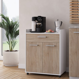 Vicco Contenitore per rotoli Bianco/Sonoma 60 x 40 cm con cassetti