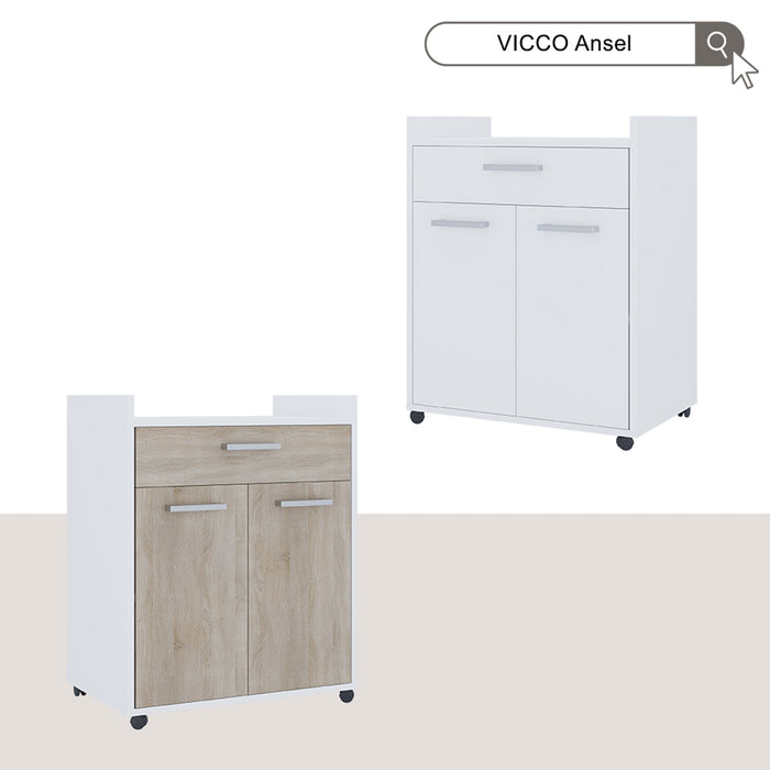 Vicco Contenitore per rotoli Bianco/Sonoma 60 x 40 cm con cassetti
