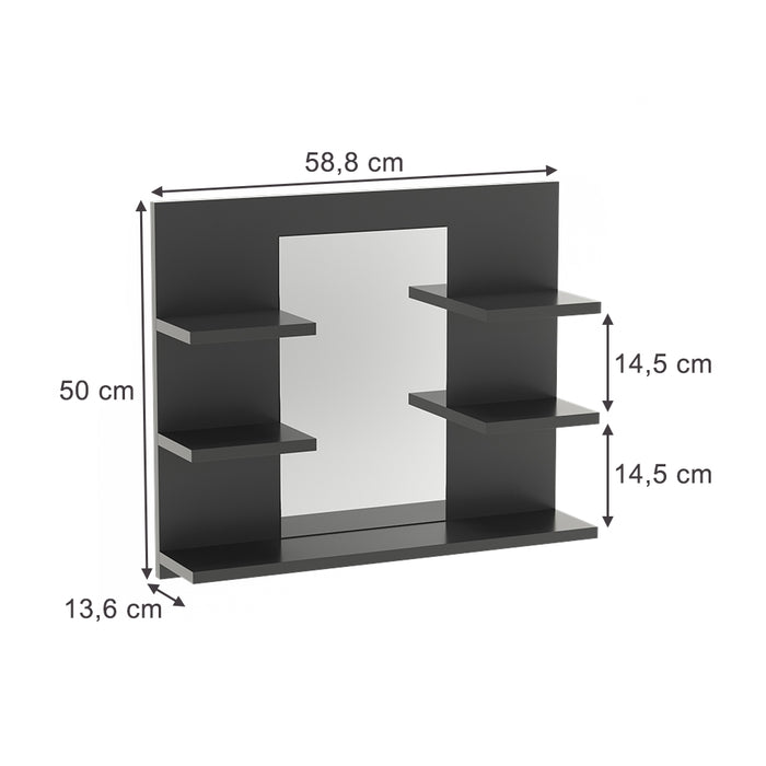 Vicco Specchio contenitore bagno Antracite 58.8 x 50 cm con ripiani