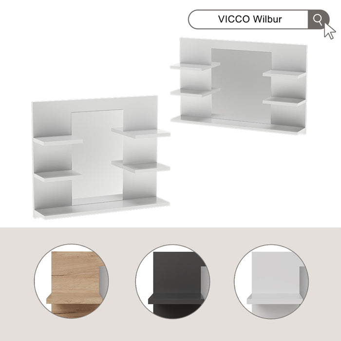 Vicco Specchio contenitore bagno Antracite 58.8 x 50 cm con ripiani