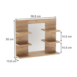Vicco Specchio contenitore bagno Quercia dorata 58.8 x 50 cm con ripiani