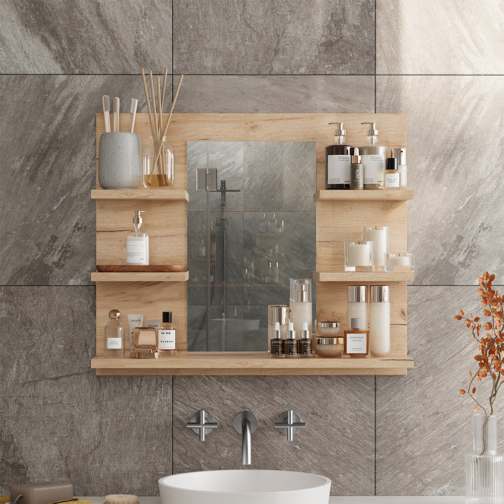 Vicco Specchio contenitore bagno Quercia dorata 58.8 x 50 cm con ripiani