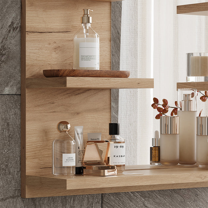 Vicco Specchio contenitore bagno Quercia dorata 58.8 x 50 cm con ripiani