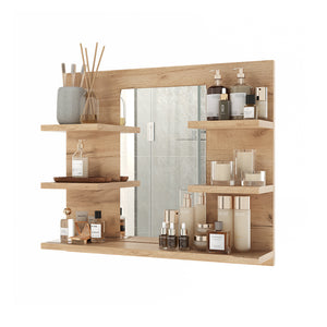 Vicco Specchio contenitore bagno Quercia dorata 58.8 x 50 cm con ripiani