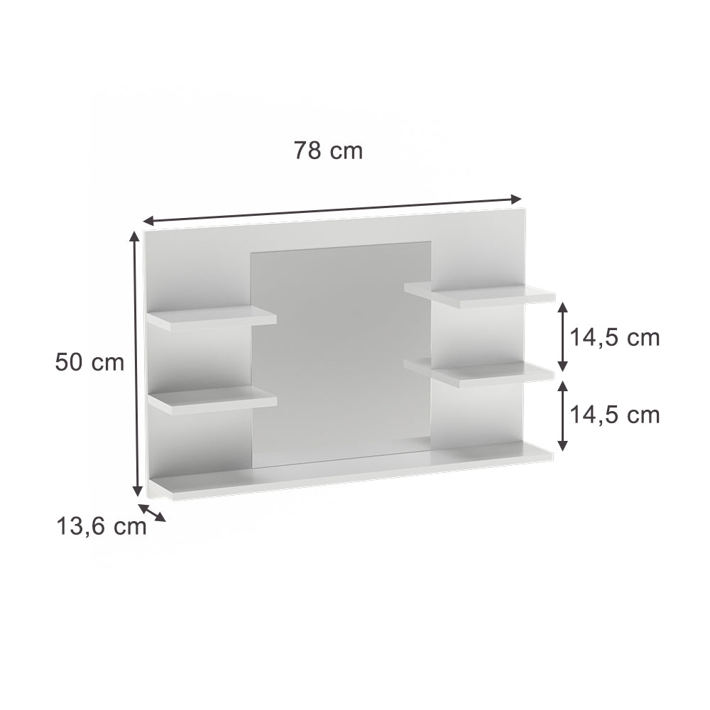 Vicco Specchio contenitore bagno Bianco 78 x 50 cm con ripiani