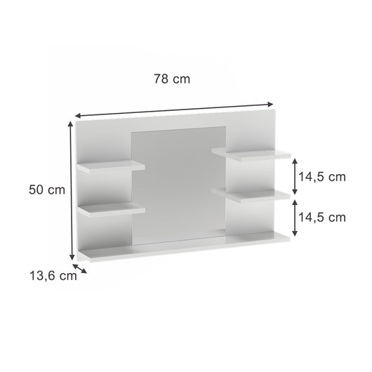 Vicco Specchio contenitore bagno Bianco 78 x 50 cm con ripiani